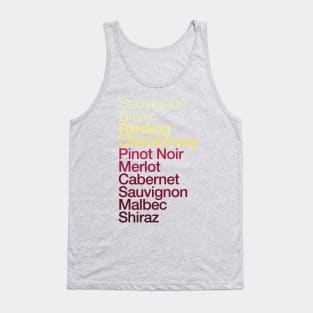 Wine Grapes List Color Chart - Pinot Noir Chardonnay Cabernet Tank Top